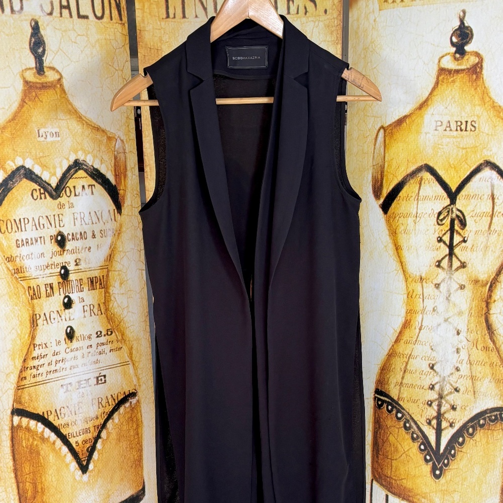 BcBGMaxazria Long Black Vest Size 2